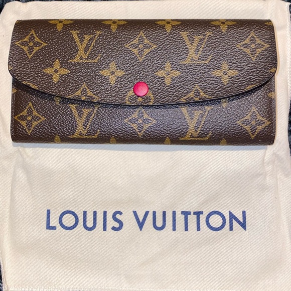 Louis Vuitton Brown Poppy Red Emilie Monogram Long Wallet. Brand New! - Picture 13 of 14